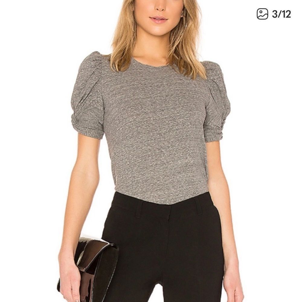 A.L.C. Kati Puff Twisted Sleeve Tee Gray